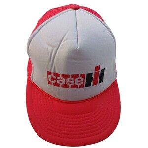 Case International Snapback Vtg Hat Cap OSFA Truckers Red Gray Mesh Casual USA